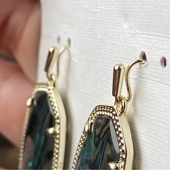NWT Kendra Scott Elle Gold Drop Earrings Abalone Shell 14K Plated Custom Green - Picture 2 of 9